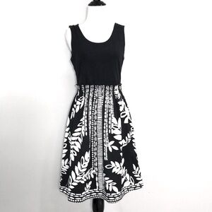 Style & Co. Black & White Fit And Flare Stretch Midi Dress Size Small